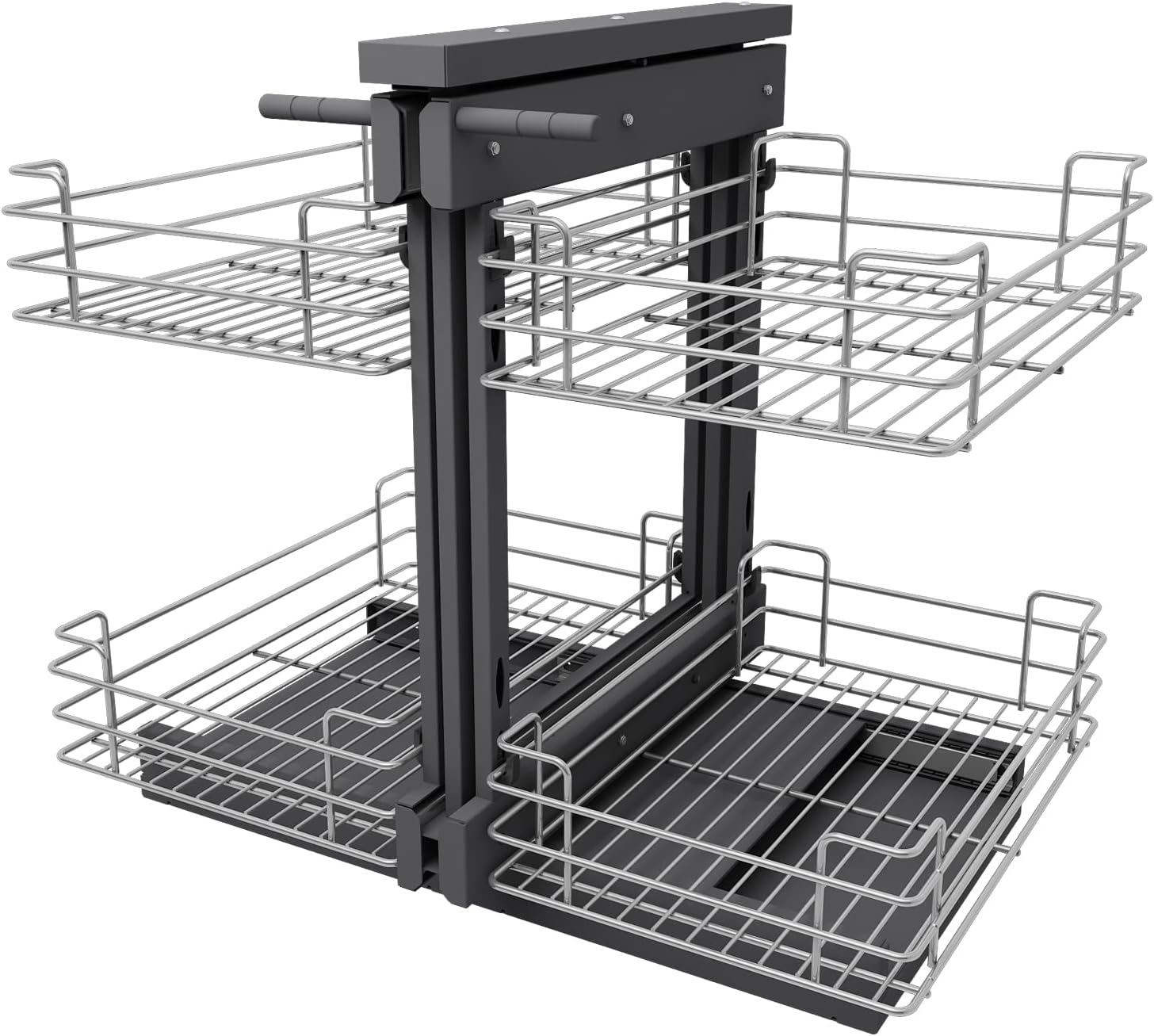 Blind Corner Pull Out Organizer for 32" Cabinet, Left Open & Right Open Compatible, Min Opening 14", 2-tier Pull-out Basket, Soft Close, Bottom Mount