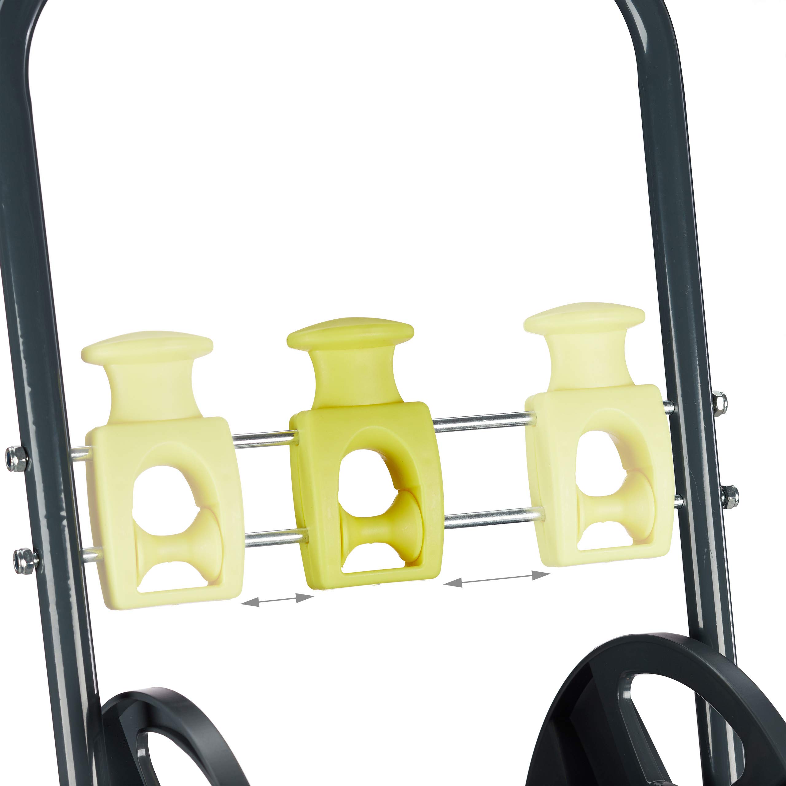 Relaxdays Chariot à Tuyau 45 m, roulettes pour Le Jardin & Le Balcon, avec Roues, 76,5x44x41 cm, arrosage, Gris - Jaune