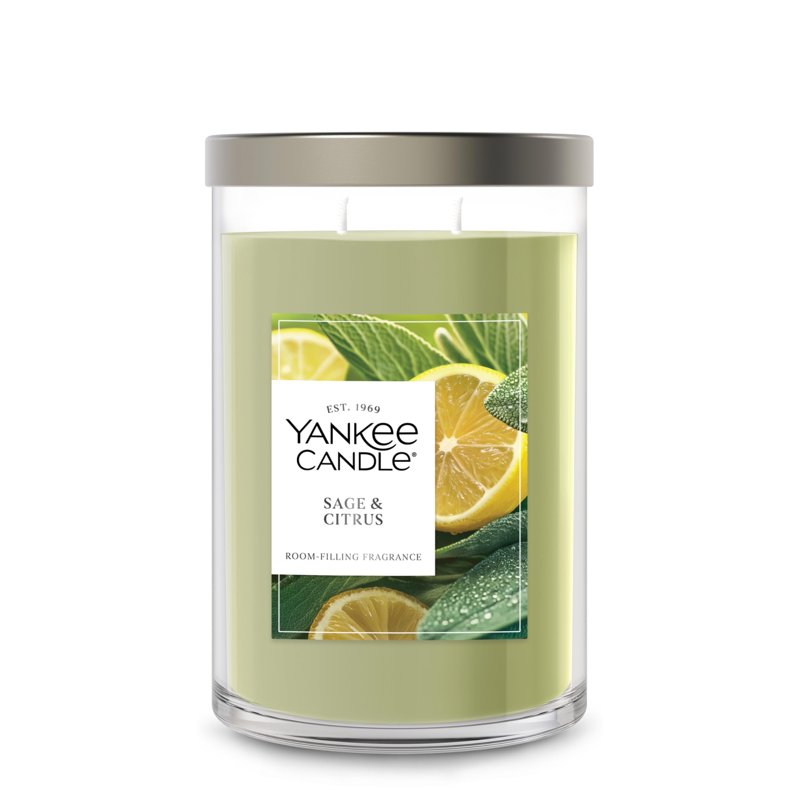 Yankee Candle Large Tumbler Scented Candle with up to 80 Hour Burn Time, Premium Plant Wax Blend for Consistent Burn, 20 oz Tumbler Candle with Room Filling Fragrance, Sage & Citrus