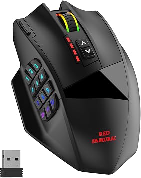 16 Programmable Buttons, Dual Mode 2.4G & Wired, 70H Battery, Gaming Mouse | 16 programmable macro buttons, 2.4G & USB-C dual mode, rechargeable gaming mouse with 70Hrs battery, for PC Windows.