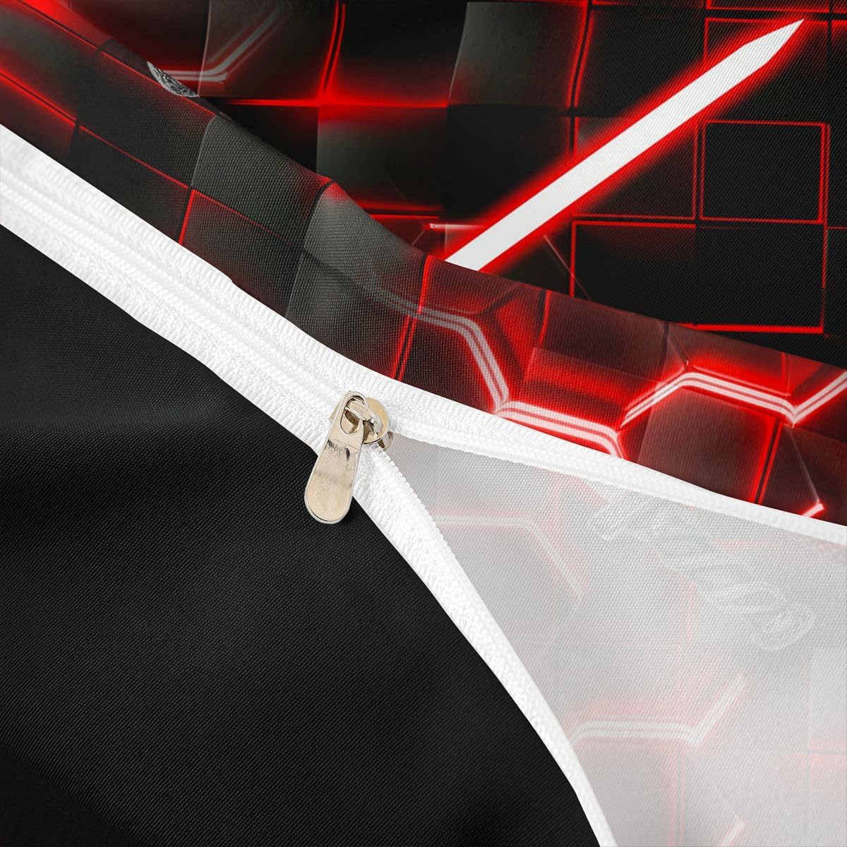 jejeloiu Lightsaber Bedding Set Toddler Size Kids Red Honeycomb Comforter Cover Set for Boys Teens Future Technology Duvet Cover Luxury Bedspread Cover Room Decor,No Comforter