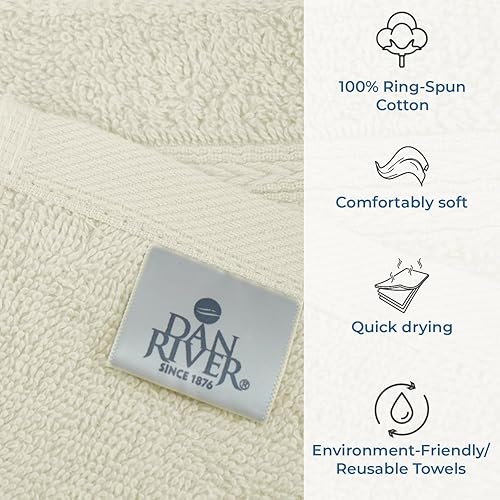 Miniatura 4 de DAN RIVER Juego de toallas de baño 100% algodón, 2 toallas de baño de gran tamaño de 30 x 52 pulgadas, 2 toallas de mano de 16 x 28 pulgadas, 4