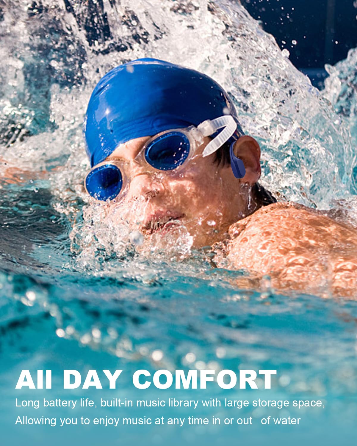SANOTO Ecouteur Waterproof Natation Bluetooth 5.2 Casque Conduction Osseuse Natation IP68 MP3 Etanche Natation 8G Ecouteurs sans Fil Sport Ecouteur Piscine, Natation,Surf, la Course à Pied