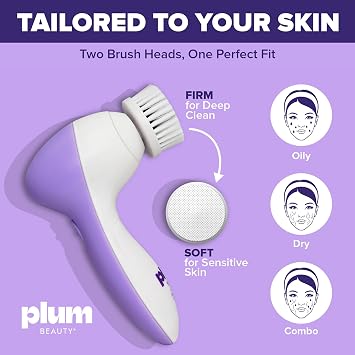 Plum Beauty Face Scrubber Electric Facial Cleansing Brush Rechargeable