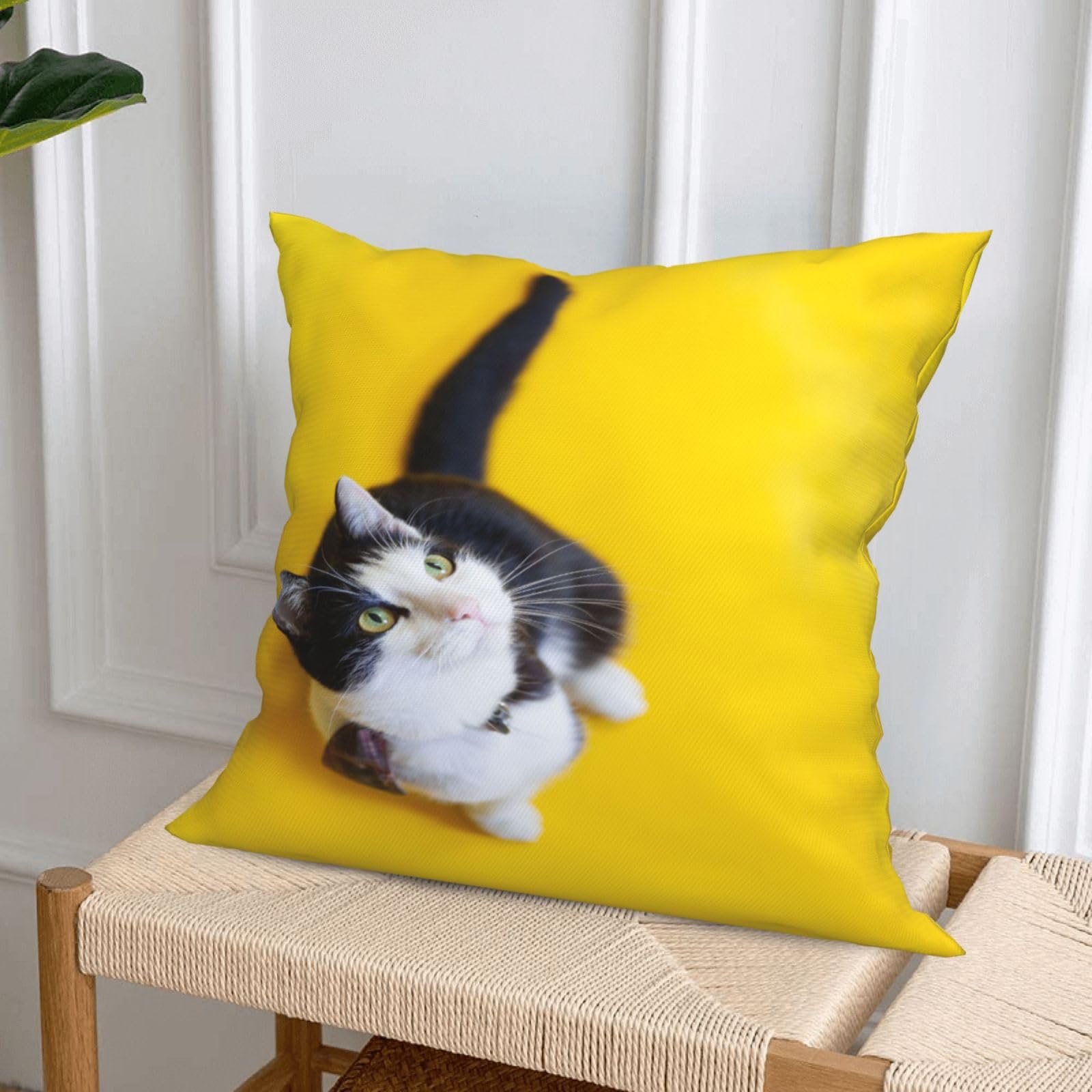 Fundas de Cojines Juego de 4 65x65cm Funda Cojin Lino Animales Cojines Decoracion Perros Fundas de Cojín Cuadradas Impresión Doble Cara con Cremallera Oculta,para Sofá Cama Decoración Hogar26x26in