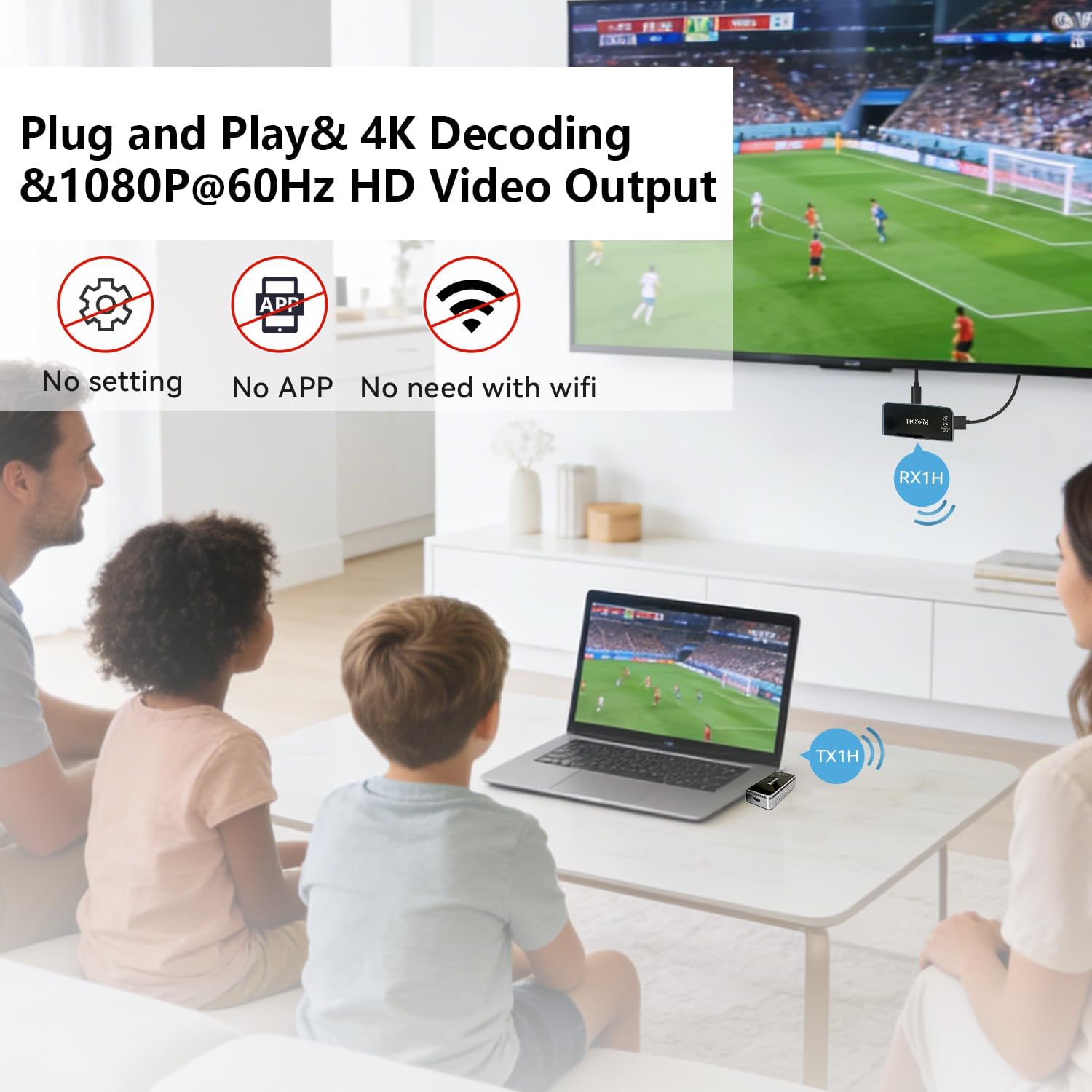 Wireless HDMI Transmitter and Receiver, LED Display, 4K Decode 1080P@60Hz Ultra HD Video Output, Plug&Play 5G+2.4G for Video and Audio to Monitor from PC/Projector
