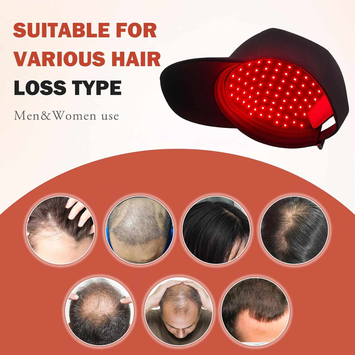 LLLT Laser Hair Growth Cap, Rechargeable Portable Laser Hair Growth Cap to Promote Hair Growth, Black - Image 5
