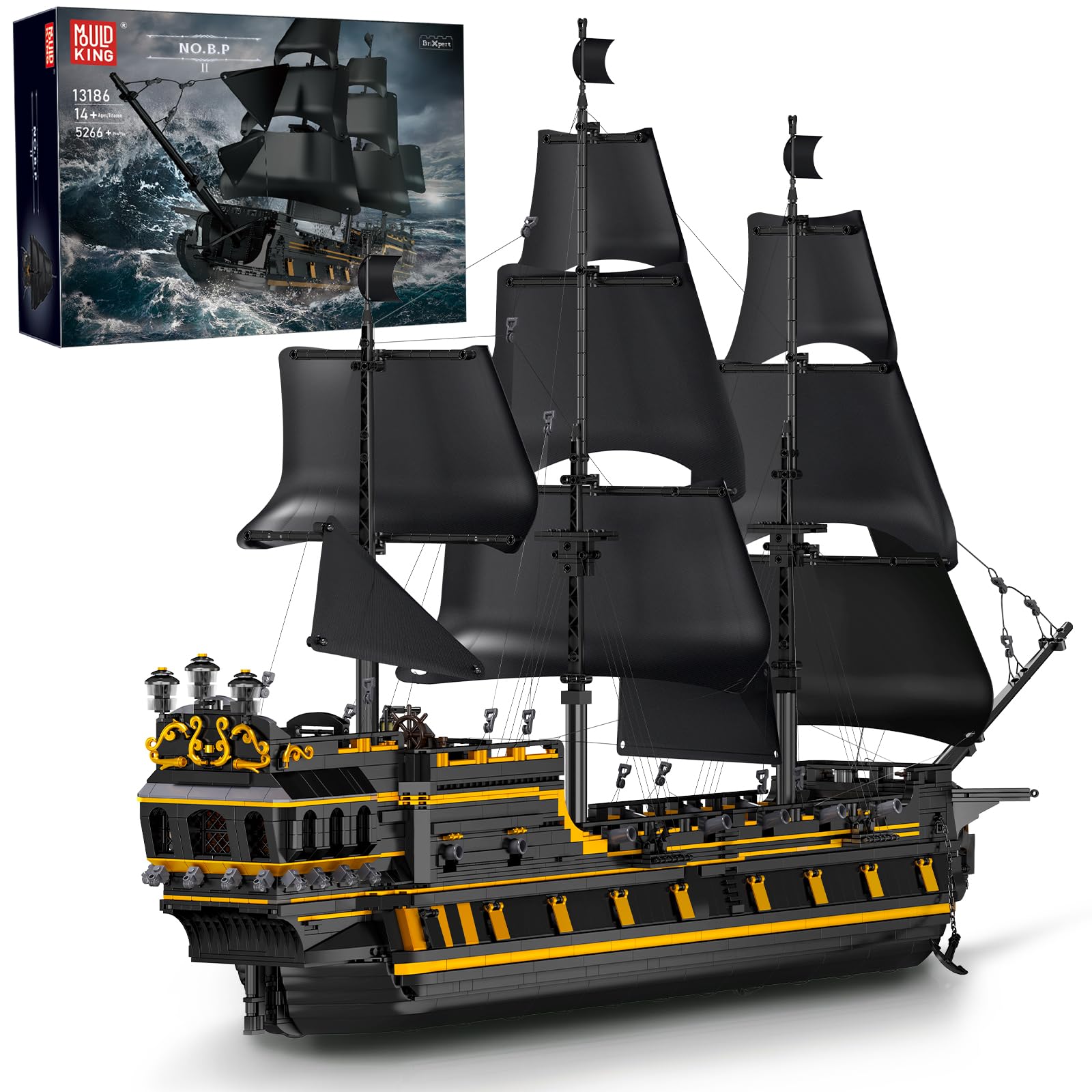 Mould King 13186 Black Pearl - Set di costruzioni con nave pirata, 5266 pezzi - Grande nave pirata per adulti, kit di modellismo MOC con veliero - Regalo