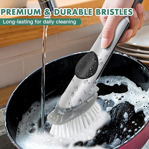 Miniatura 3 de Repuesto de cepillo dispensador de jabón, paquete de 8 cabezales de repuesto para cepillos de platos para cepillo de platos dispensador de jabón de