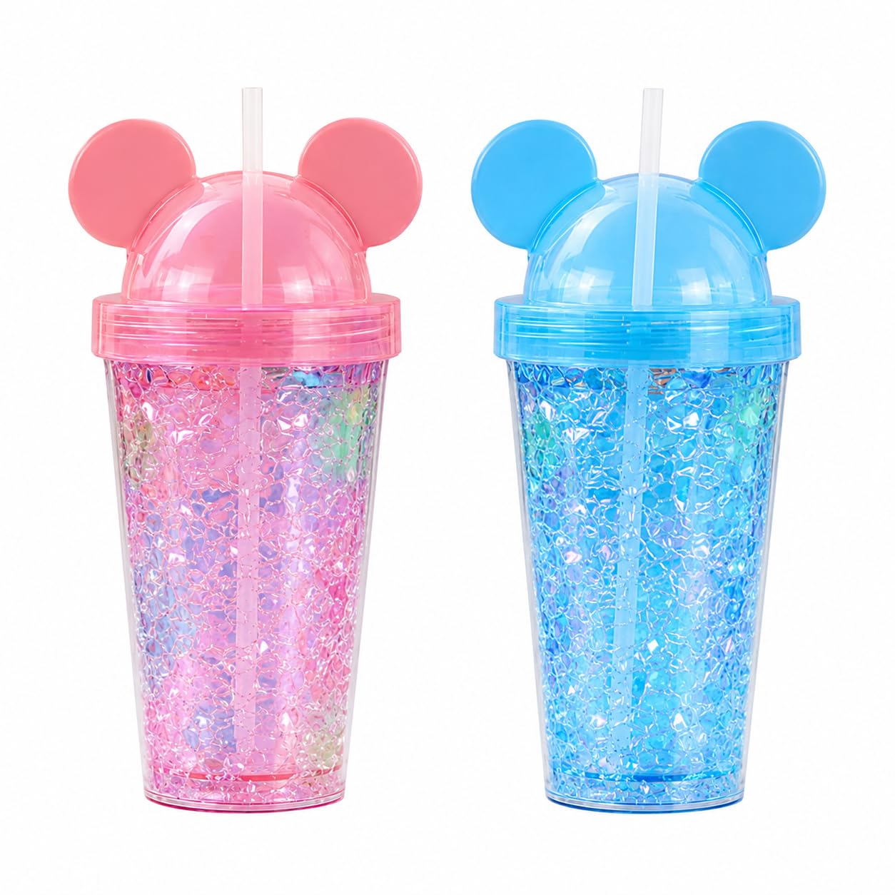 Jelly Sipper with Dome Lid and Straw Pack of 2 Combo Pack | BPA-Free Material, Leakproof Design, For Cold Beverages, Pink and Blue Colours, Double-Walled Cup-image-42