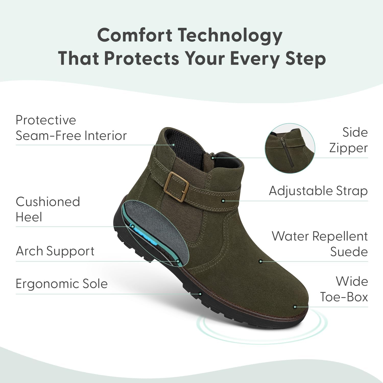 Orthofeet Women's Orthopedic Scarlett Ankle Boots - Image 3