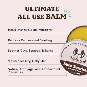 Natural Dog Company Skin Soother Balm Bundle for Dogs Heals & Relieves Itchy Skin, Hot Spots & Rashes Moisturizing Dog Rash Cream & Travel Stick 1 oz Tin + 0.15 oz Stick