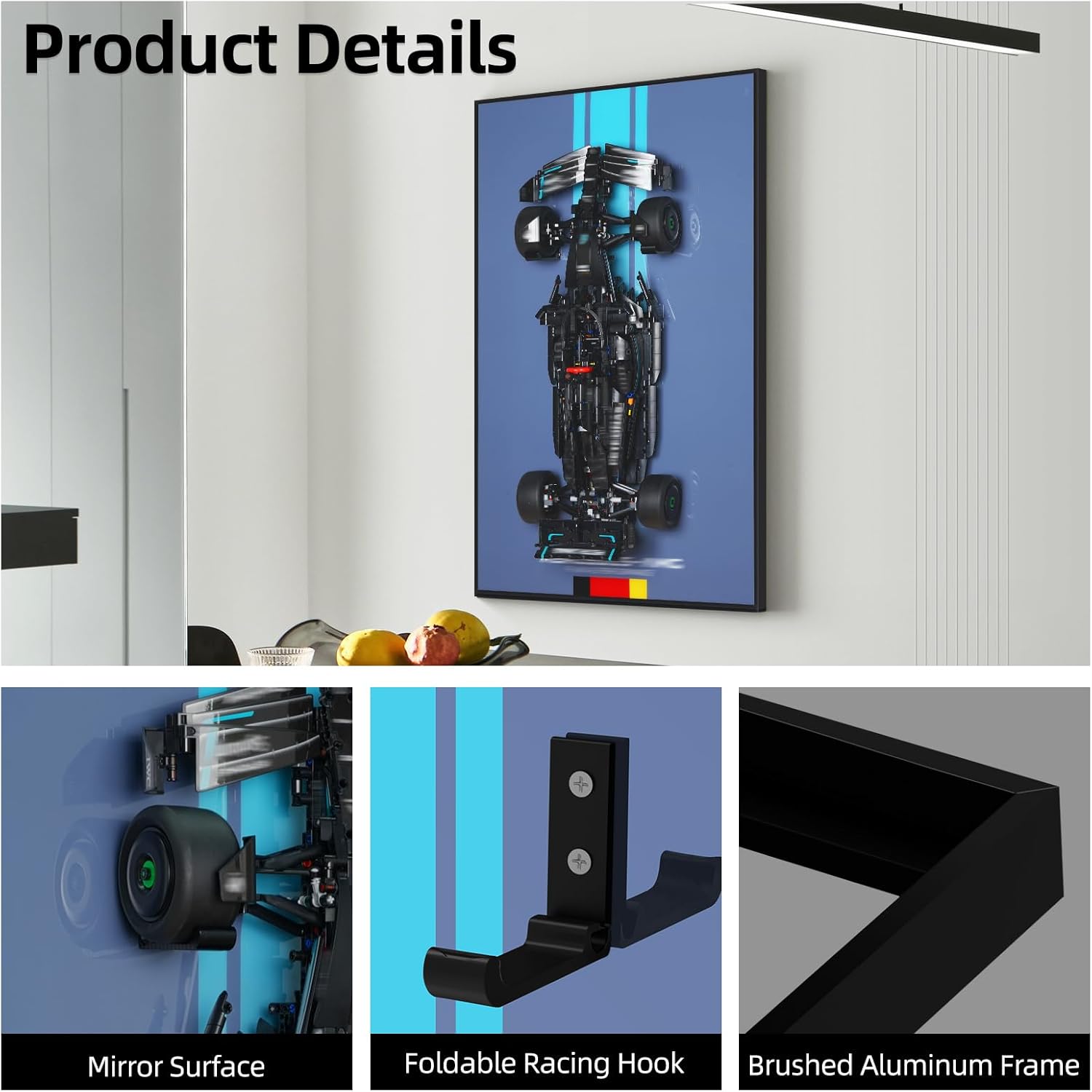 Wall Display Board for Lego Technic Mercedes-AMG 42171 Race Car – Collector Edition Showcase with Sleek Gradient Surface | Modern Wall-Mount Art for Home or Office (Board Only, 32"x20")