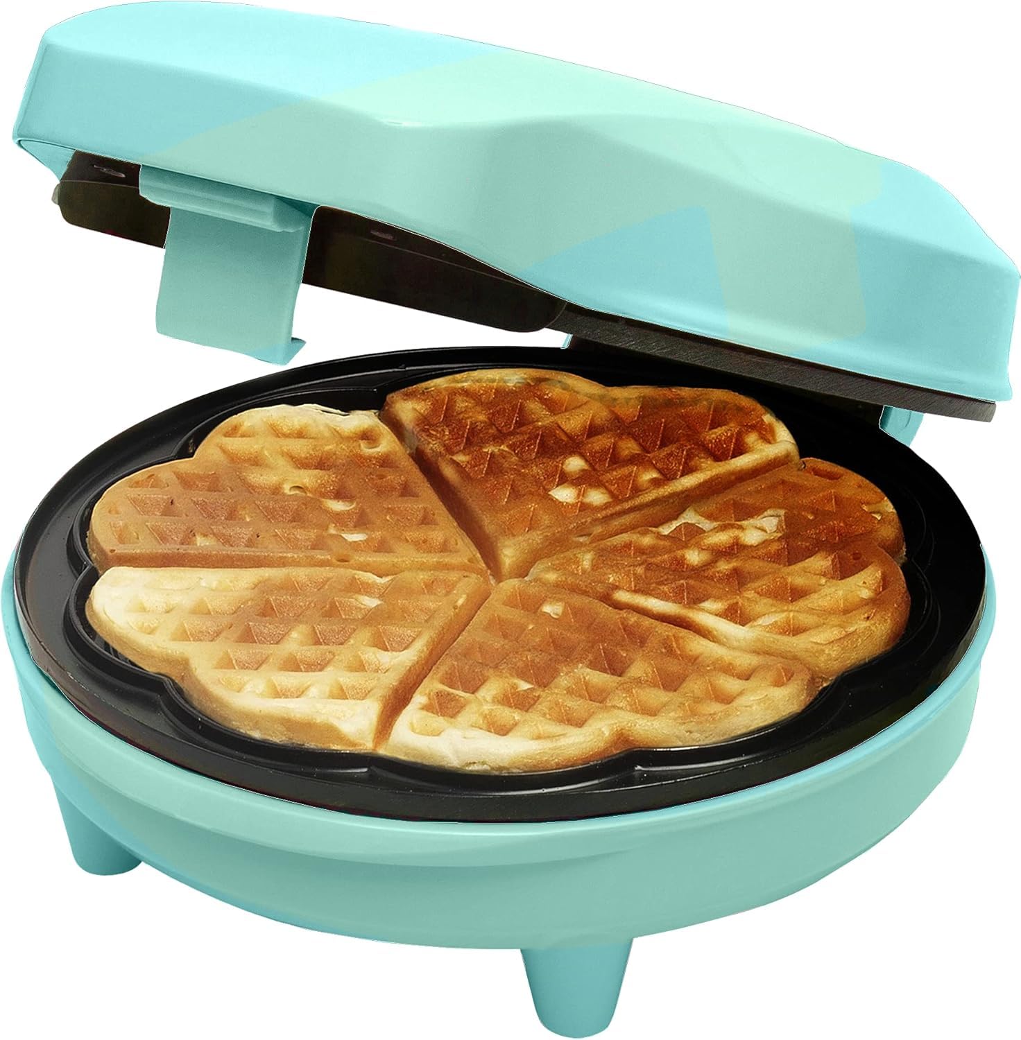 Bestron Waffle Maker, piastra per waffle a forma di cuore, macchina per waffle con antiaderente & indicatoro luminso, collezione Sweet Dreams, 700 watt, colore: Verde
