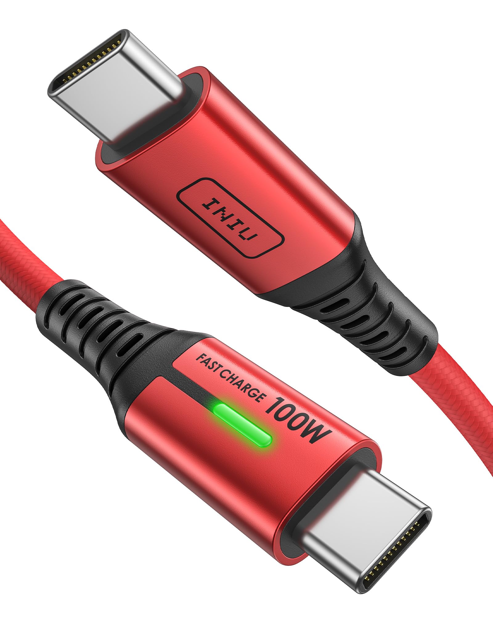 INIU Cavo da USB-A a USB-C, in nylon, per ricarica rapida, trasferimento dati, per Samsung S22, S21, Note 10, Google Pixel 7, iPad Pro, Huawei, Xiaomi 11, PS5, ecc., 2 m, rosso