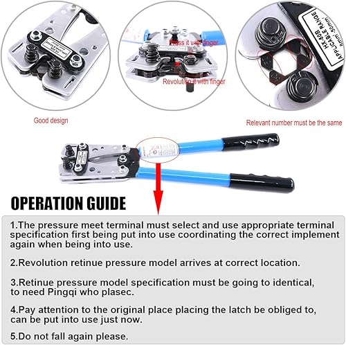 Miniatura 6 de Glarks 2 piezas de crimpadora de terminales de alambre herramienta de crimpado de terminal CuAl Terminal de trinquete Alicates de electricista con