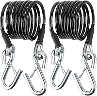 PSLER BX88196 Replacement Safety Cable Kit for RV Class III Trailers - 7FT Coiled Cables with S-Hooks, 7500lbs Capacity, 2-Pack
