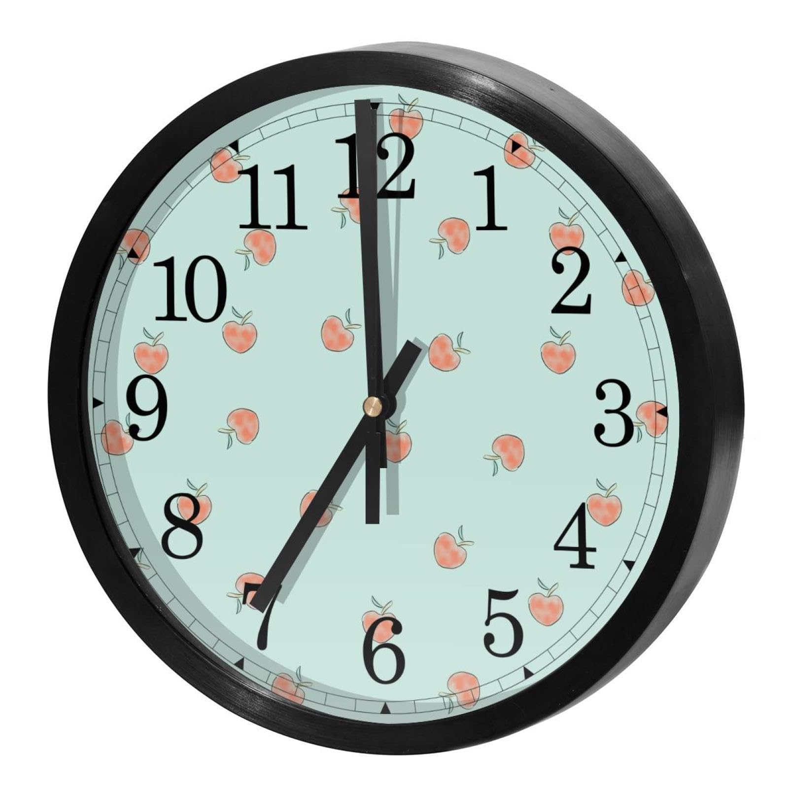 Horloge murale silencieuse à quartz rose pêche pour un sommeil paisible sans tic-tac