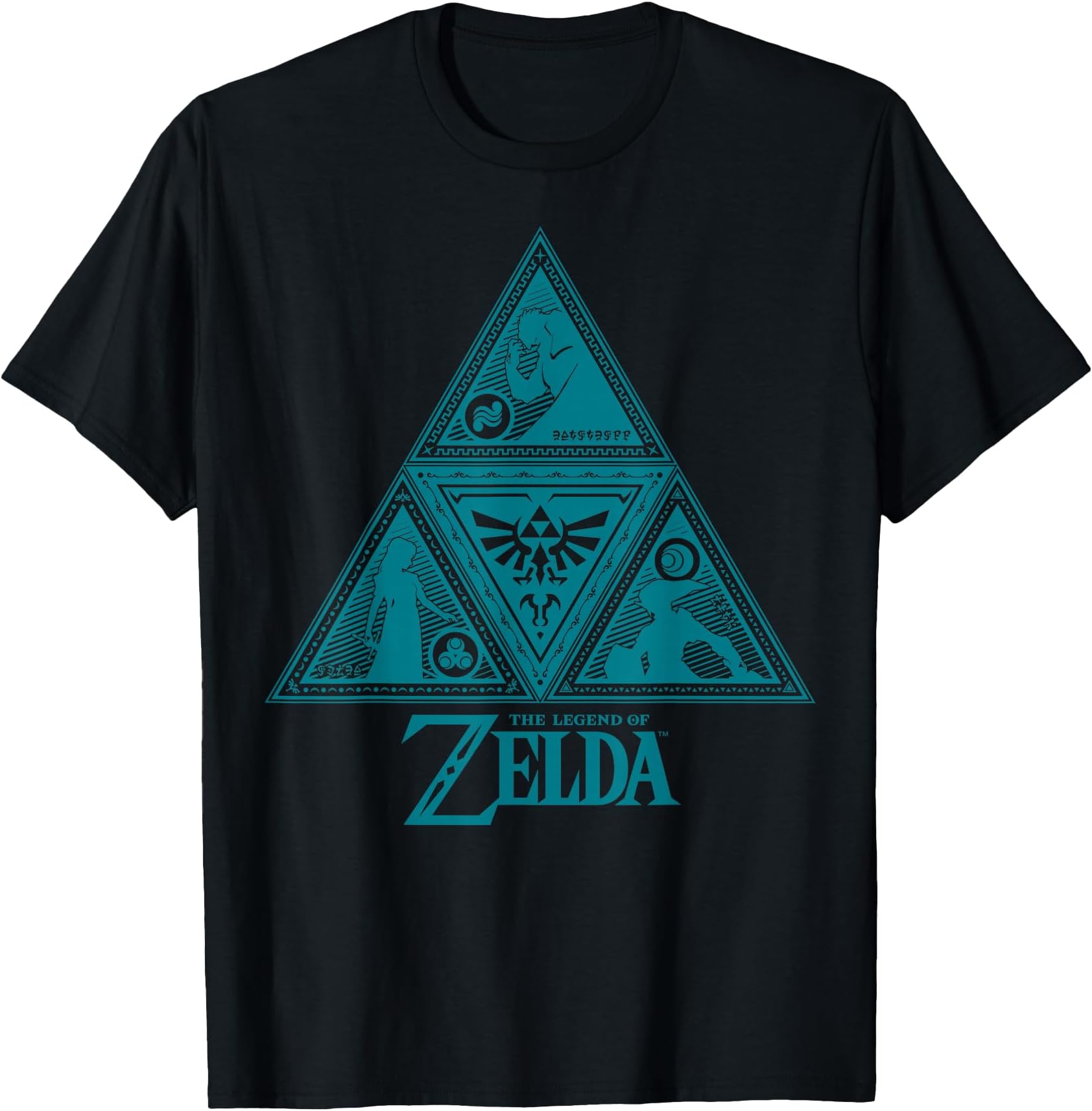 Legend of Zelda Teal Triforce Symbolism Graphic T-Shirt Small