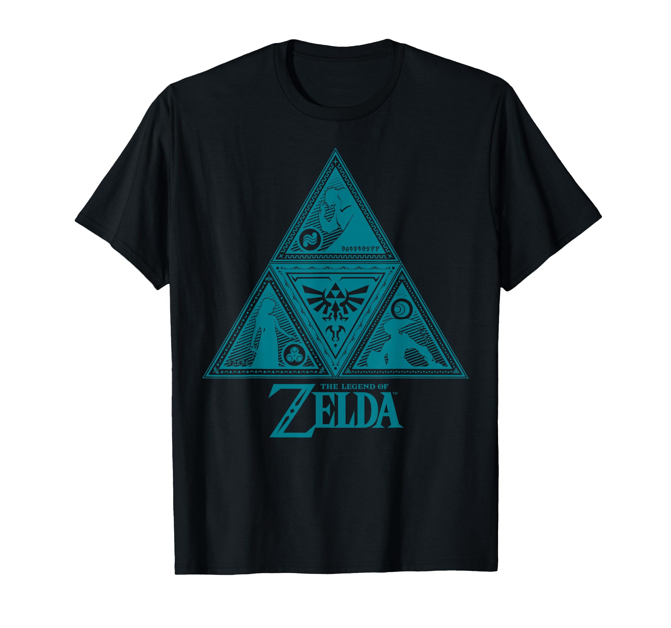 Legend of Zelda Teal Triforce Symbolism Graphic T-Shirt Small
