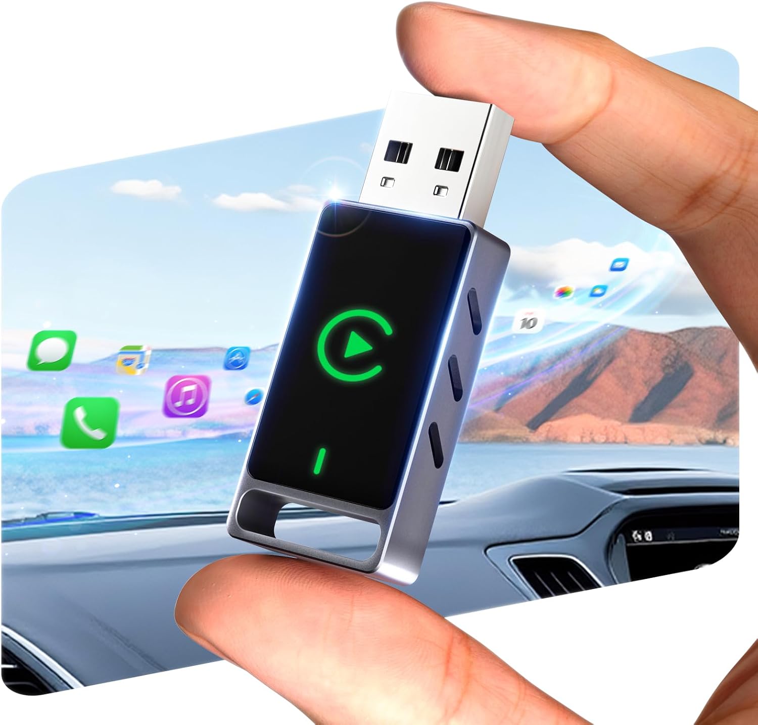 Wireless CarPlay Adapter for iPhone0 Latency Wired to Wireless for Apple CarPlay 3S Connection Adaptable to iOS10+ Version & Cars from 2015+ Mini Size