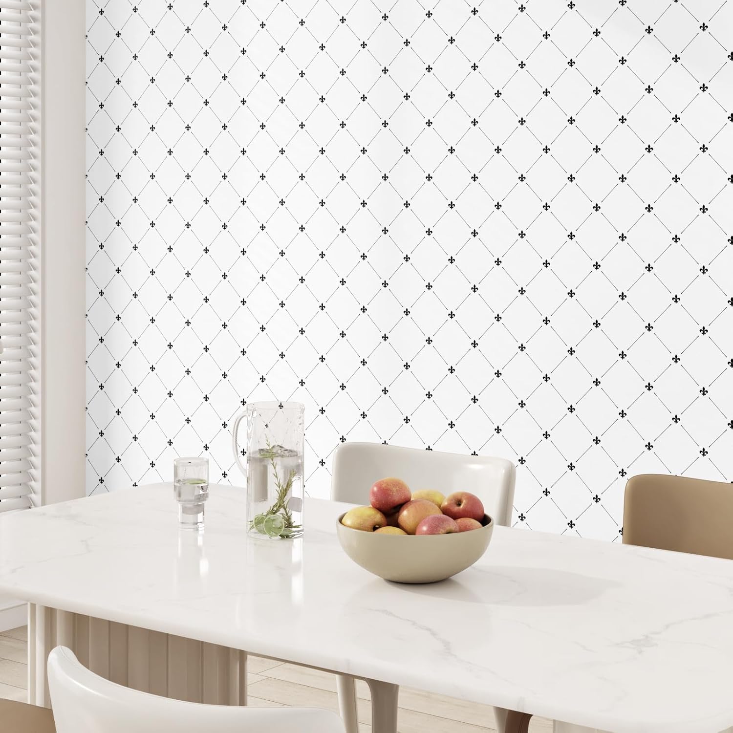Classic White Grid Wallpaper White Checkered Wallpaper for Kitchen Backsplash Peel and Stick Minimalist Geometric Sqaure Wallpapers Adhesive Removable Grid Contact Paper for Wall17.5×102''