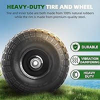 Vista 4 de AR-PRO (2 unidades) Neumáticos y ruedas impinchables de 10 pulgadas, 4.10/3.50-4, rodamientos de 5/8 pulgadas, para carretilla, carretilla manual