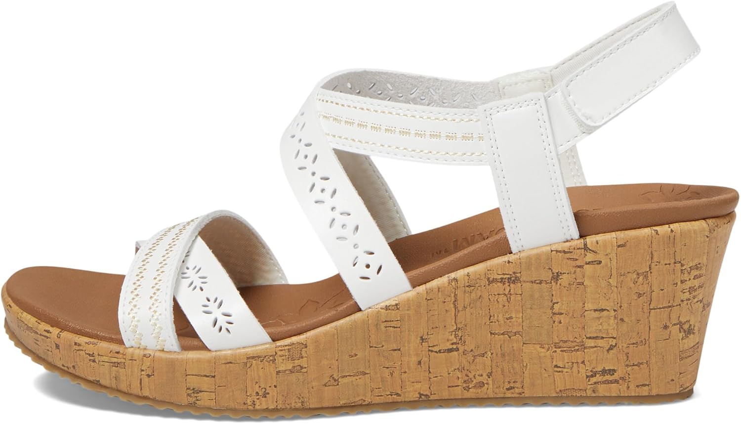 Skechers Women's Beverlee-Delicate Glow Wedge Sandal, White, 6