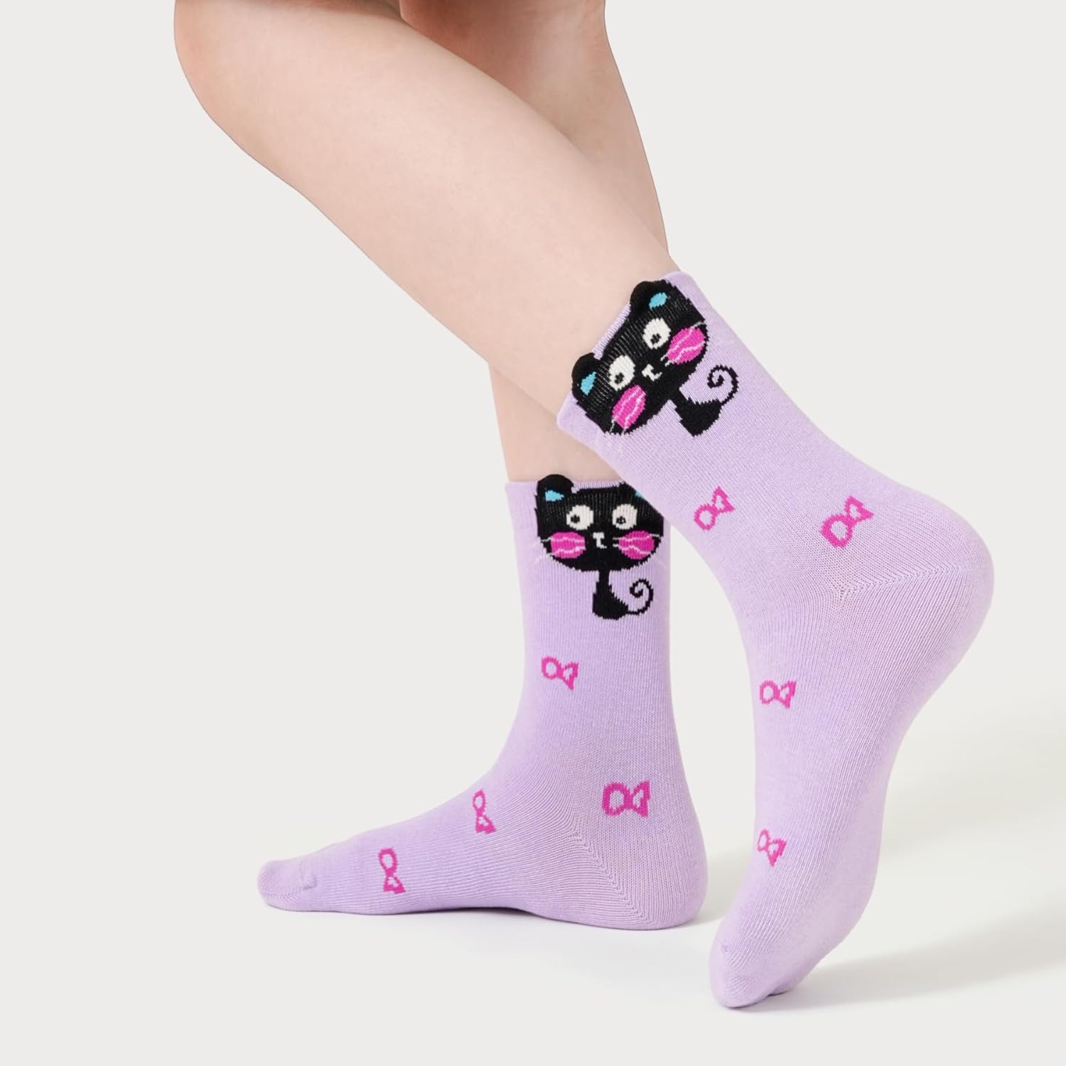 Kids Girls Cotton Cute Socks Low Cut Crew Ankle No Toe Seam Pack of 5 - Image 7