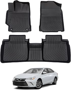 Floor Mats Compatible with 2015 2016 2017 Toyota Camry All Weather Protection Custom Full Set Liners Include 1st and 2nd Row Front & Rear Black Car Liners