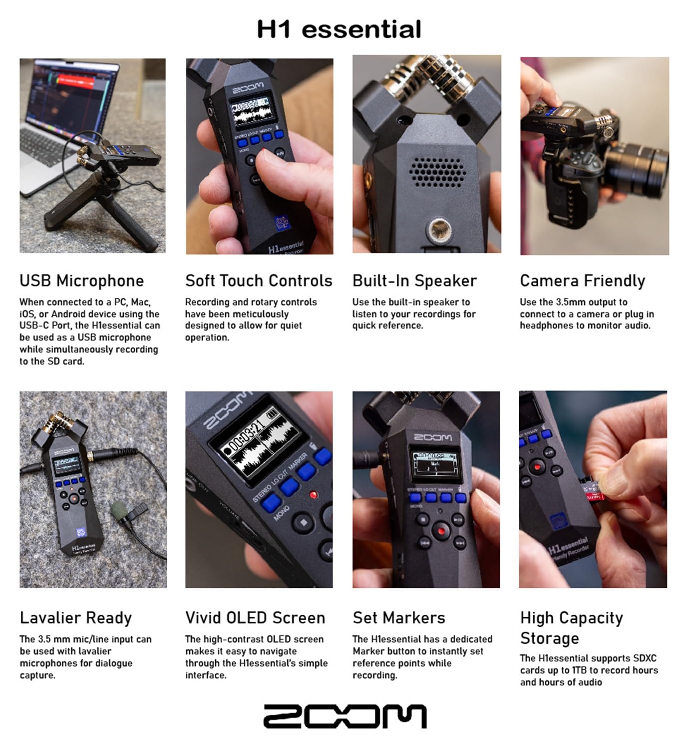 Amazon | Zoom H1essentialハンディレコーダーバンドル。プロ仕様のラ