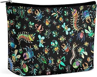 化粧ポーチ かわいい 昆虫 虫柄 メイクボックス コスメボックス メンズ レディース 大容量 メイクブラシ入れ オシャレ 化粧品収納 持ち運び 旅行 小物入れ 機能的 ジム スポーツ 出張 ギフト お祝い