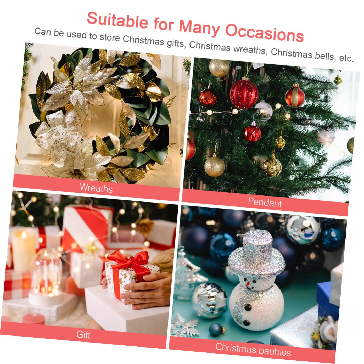 Amosfun 2 STK Weihnachts-Aufbewahrungstasche Weihnachtsbaum durchsichtige Geschenktüten große Aufbewahrungstasche geschenktüte transparent Kranztasche für Weihnachten Kranz Tasche PVC