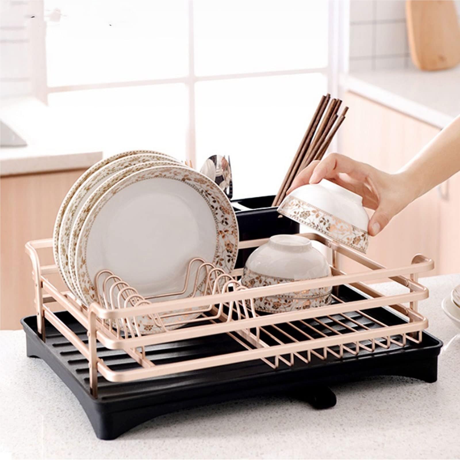 Scolapiatti in alluminio – Sottolavello da cucina, porta piatti, posate, salvaspazio, accessori per lavello – & Design elegante