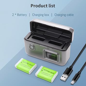 2-Pack NB-13L Battery, Dual-Slot LCD Charger for Canon G1 X Mark III, G5 X