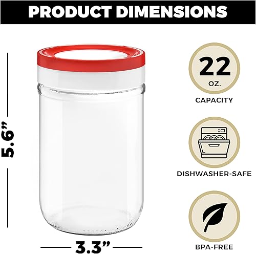 Miniatura 3 de Tribello Tarros Mason de boca ancha, 22 onzas, paquete de 6