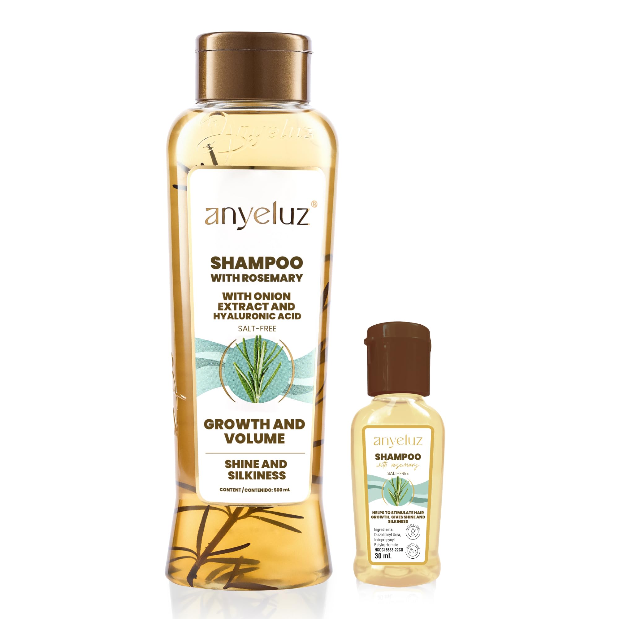 Kit Duo Rosemary Shampoo + Mini Travel Size, With Onion Extract, Hyaluronic Acid and Rosemary