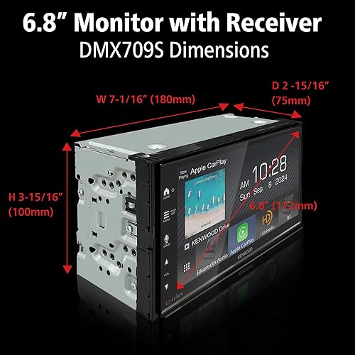 Miniatura 3 de KENWOOD DMX709S eXcelon Pantalla Táctil Capacitiva de 6.95 Pulgadas, Estéreo de Coche, CarPlay y Android Auto, Bluetooth, Radio HD AM/FM,