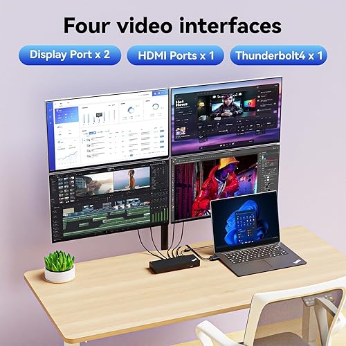 Miniatura 4 de ThinkPad 40B00135 Thunderbolt 4 - Estación de acoplamiento universal para portátiles Lenovo, 4 pantallas externas, carga de energía de hasta 100 W +