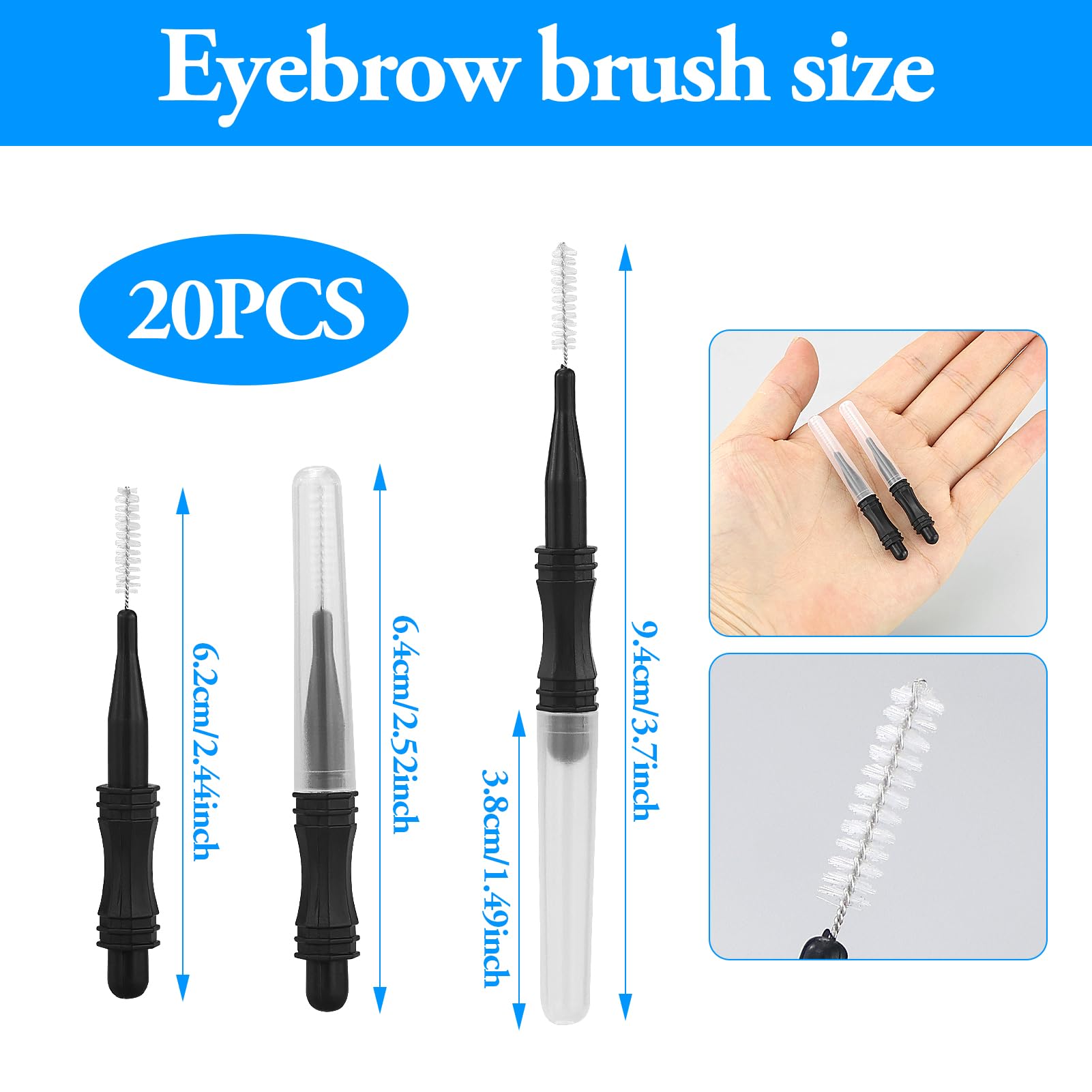 20 Pcs Micro Eyebrow Brush with Cap, Brow Lamination Brush Eyelash Brush Eyebrow Spoolie Lash Lift Tools Lash Filler for Women Men Eyebrows and Eyelashes Extensions - Image 2