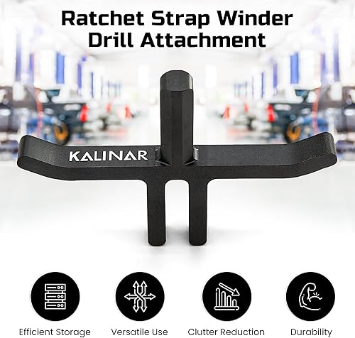 Miniatura 3 de Kalinar Accesorio de taladro de correa de amarre - Herramienta de rodillo de correa de trinquete para taladro - Rodillo de correa de carga para broca