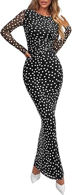 slim fit dress slacks Black Long Sleeve Bodycon Maxi Dress