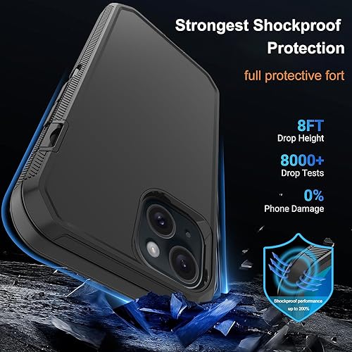 Miniatura 2 de Annymall Funda para iPhone 15 con 2 protectores de pantalla, protección contra caídas a prueba de golpes, cuerpo completo, resistente, 3 capas,