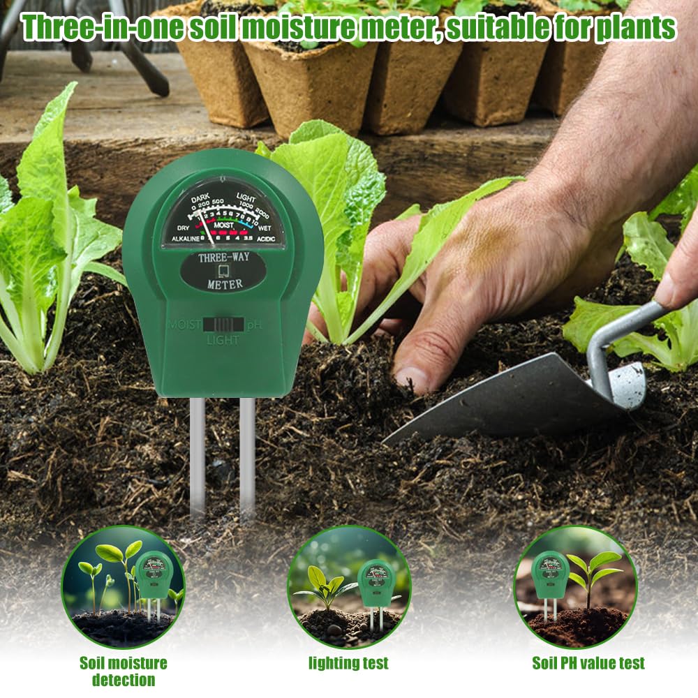 4PCS Testeur Humidité Plante, Humidimètre Sol pour Plantes, Testeur de Sol 3 en 1, Humidimètre pour Plantes, Compteur de Sol avec PH/Température/Lumière, Convient pour Jardinage Pelouse Jardin