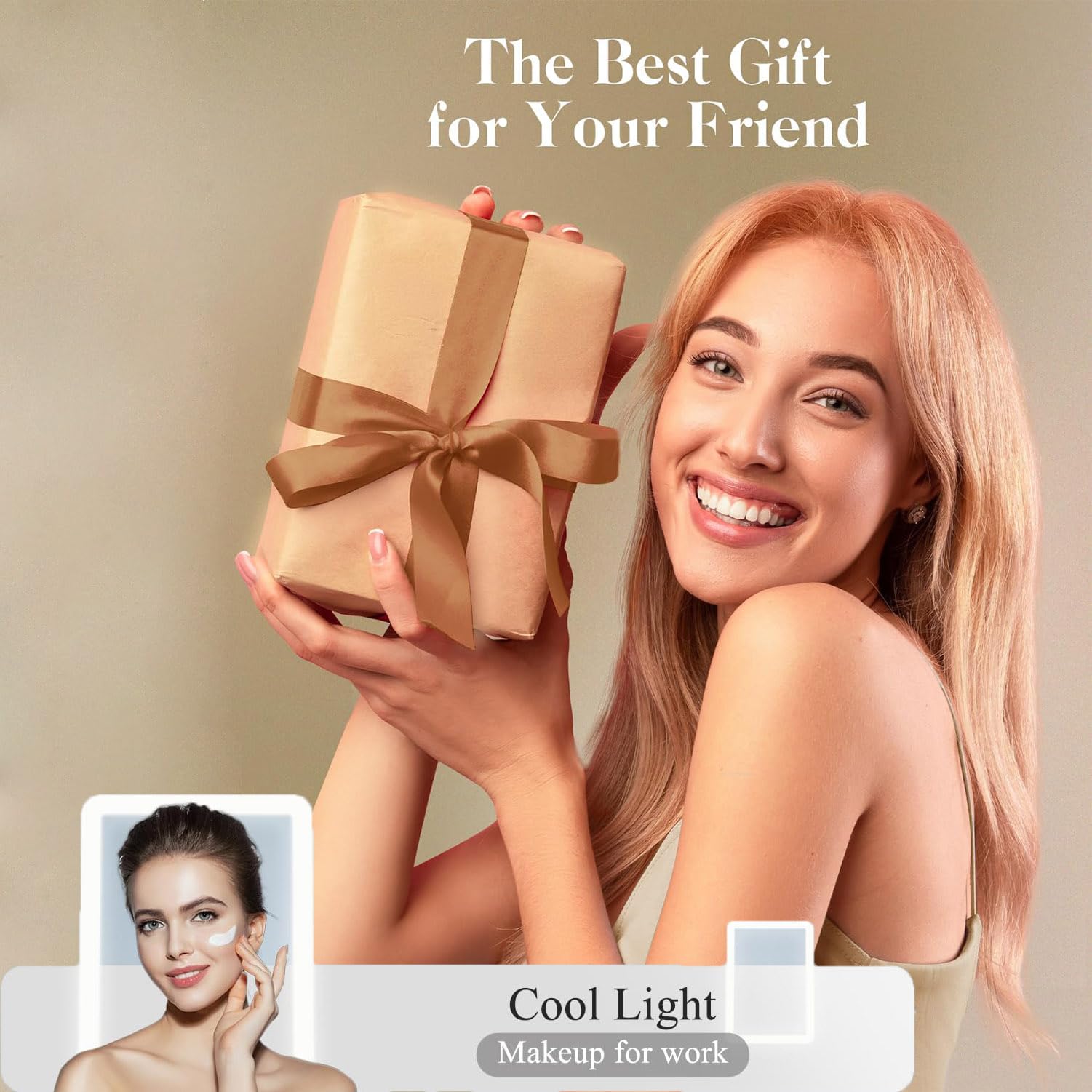 Espejo de maquillaje, tocador con luces, aumento de 10X, espejo de viaje plegable iluminado recargable, espejo iluminado, maquillaje de 72 luces LED, regalo para mujeres (blanco)