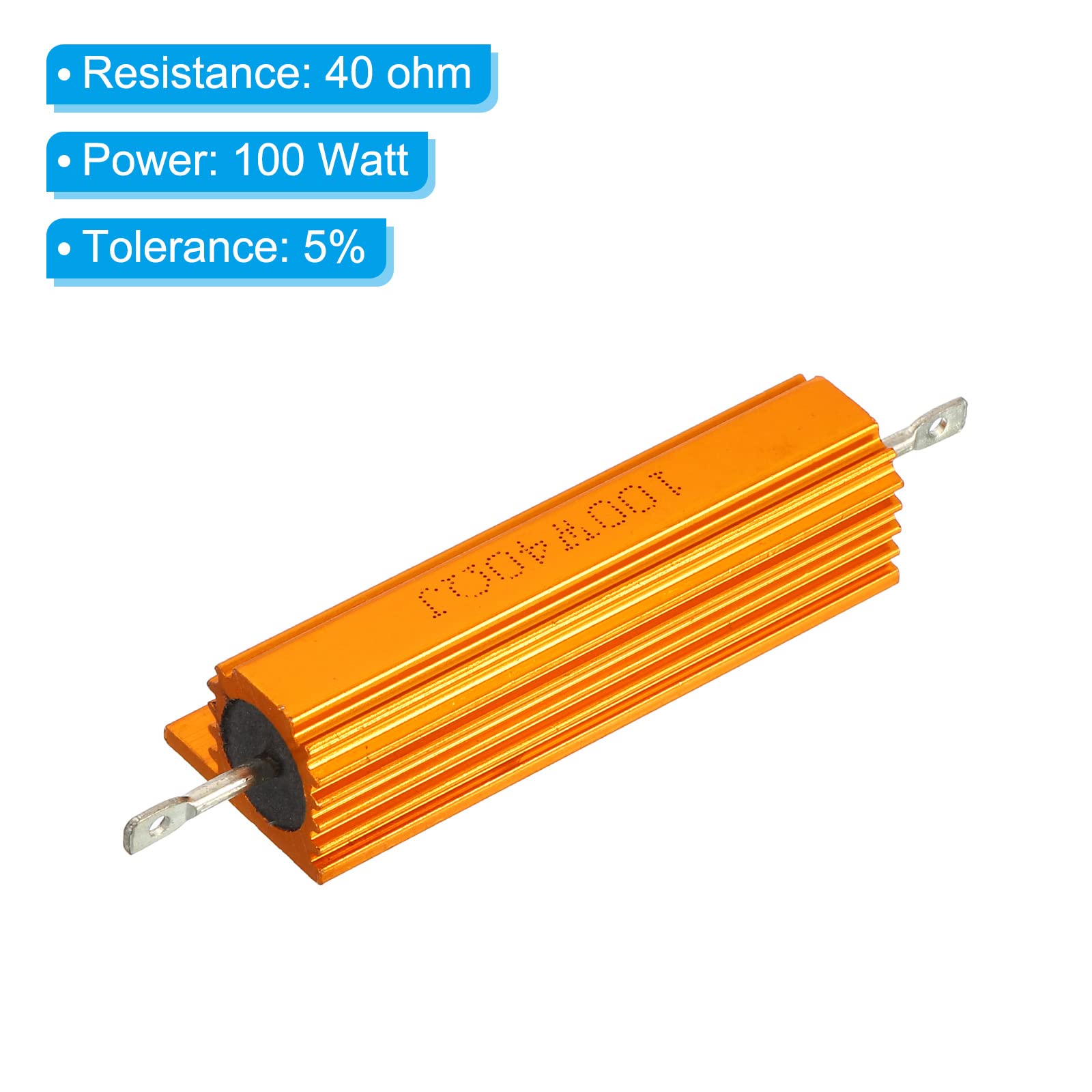 PATIKIL 2 sztuki 100 W 40 omów aluminiowa obudowa rezystor drut rezystor śruba opór moc rezystor złoty odcień