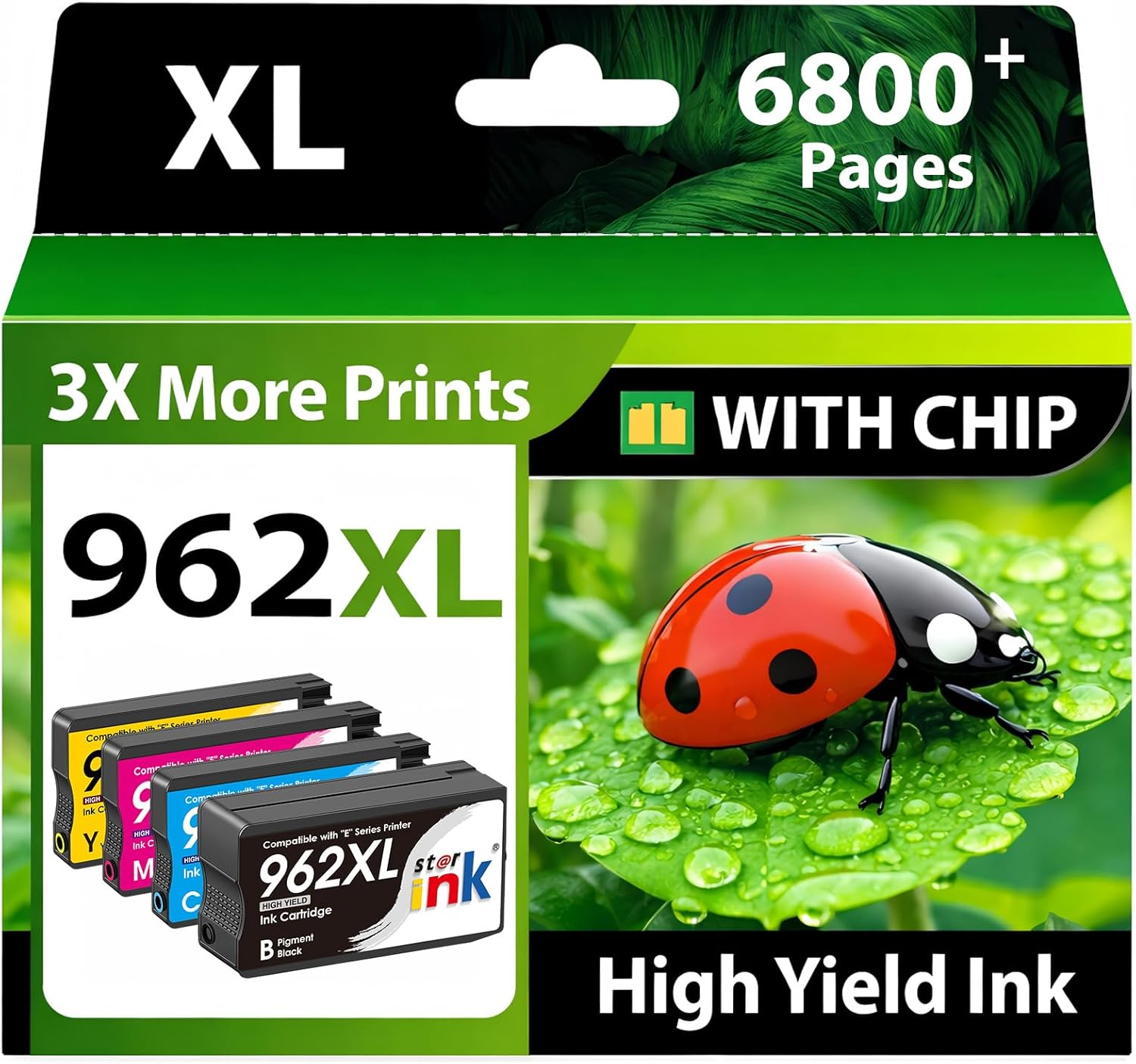 962 962XL Ink Cartridges Combo Pack Latest Chip, Replacement for HP 962XL hp962xl 962 Ink cartridges Work for hp officejet pro 9010 9015 9018 9020 9025 Printer, Replacement for HP 962 Ink,4 Pack