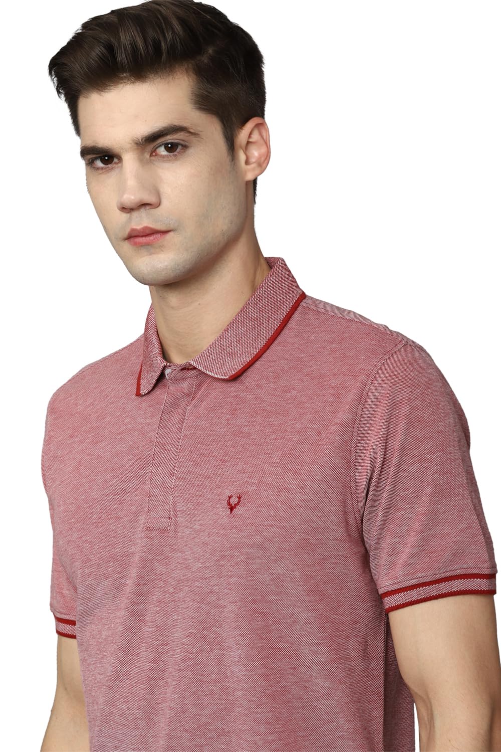 Allen Solly Cotton Men's Solid Regular FiT-Shirt (Askpcurgf681008_Red L) - Image 4 thumbnail