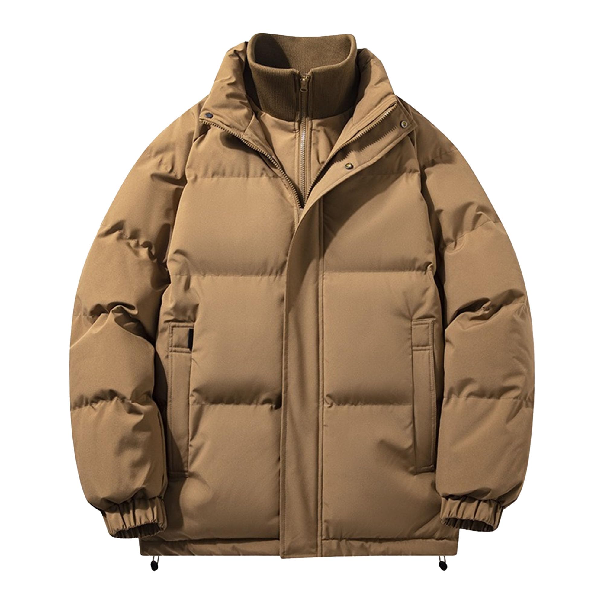 Giacca da uomo in due pezzi imbottita in cotone alla moda tinta unita colletto alla coreana piumino invernale casual con cerniera