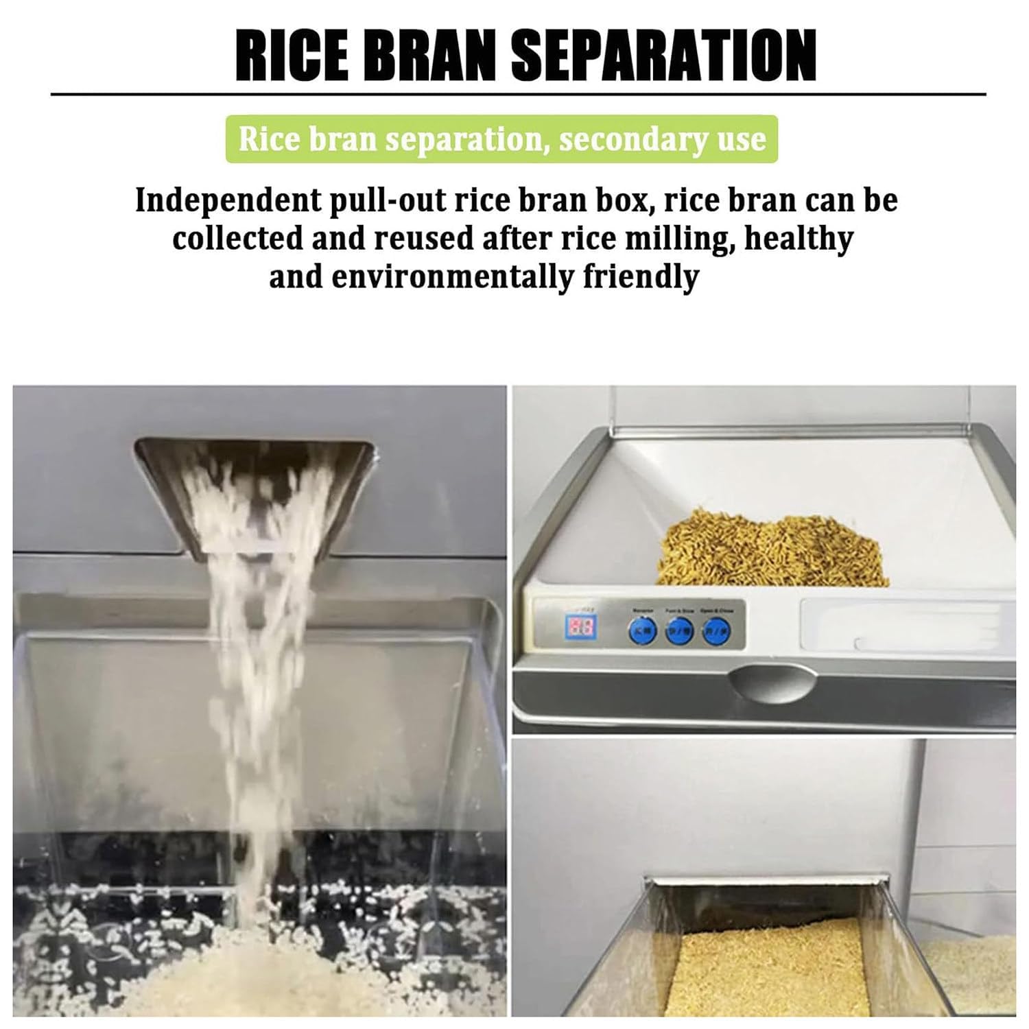 Fresatrice elettrica del riso 500W, separatore automatico della crusca di riso 30KG/H, macchina del riso fresca, trebbiatrice del riso per la lavorazione del riso integrale e del germe